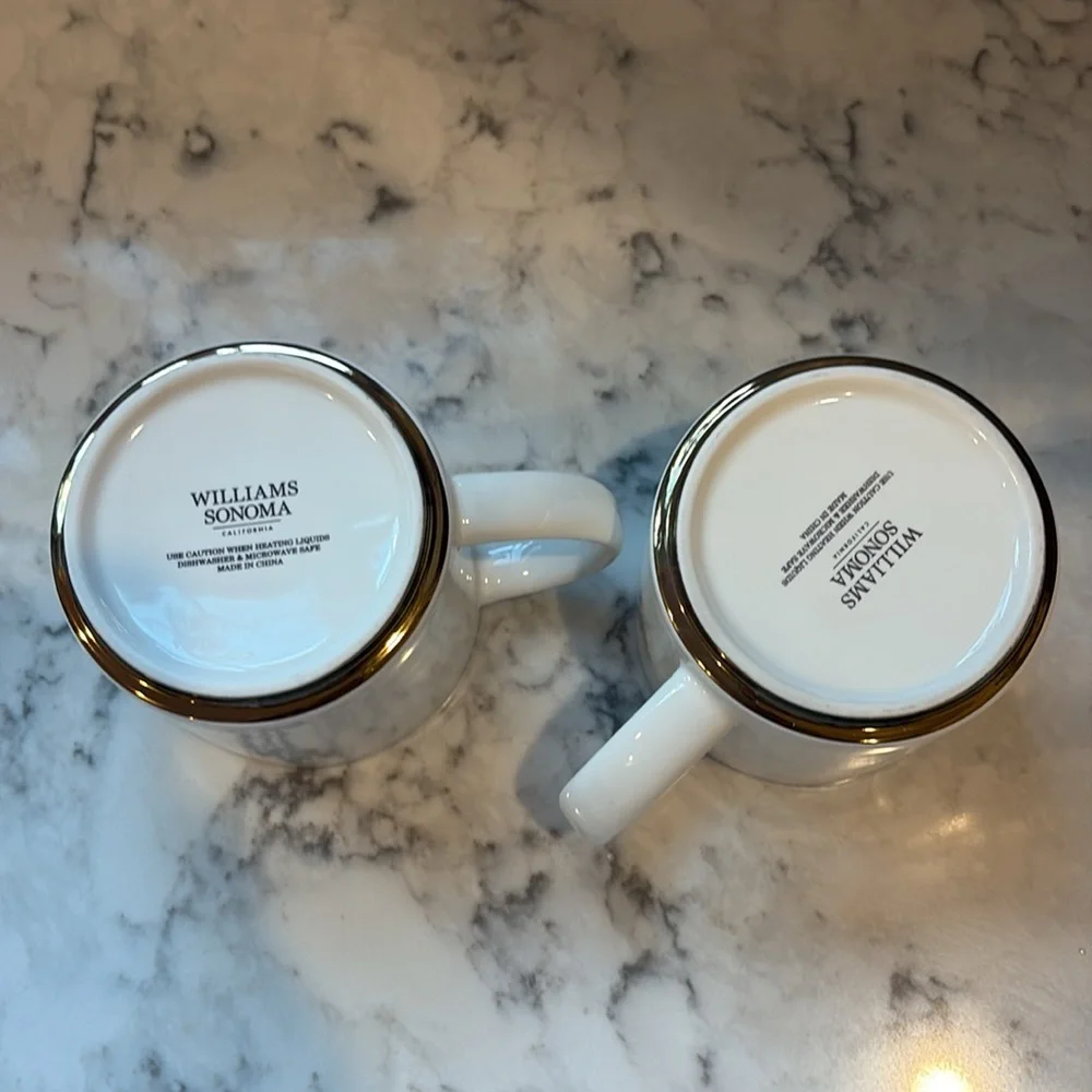 NWOT Williams Sonoma Gold Initial Monogram Mug, set of 2